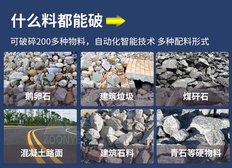 移动破碎机适用物料