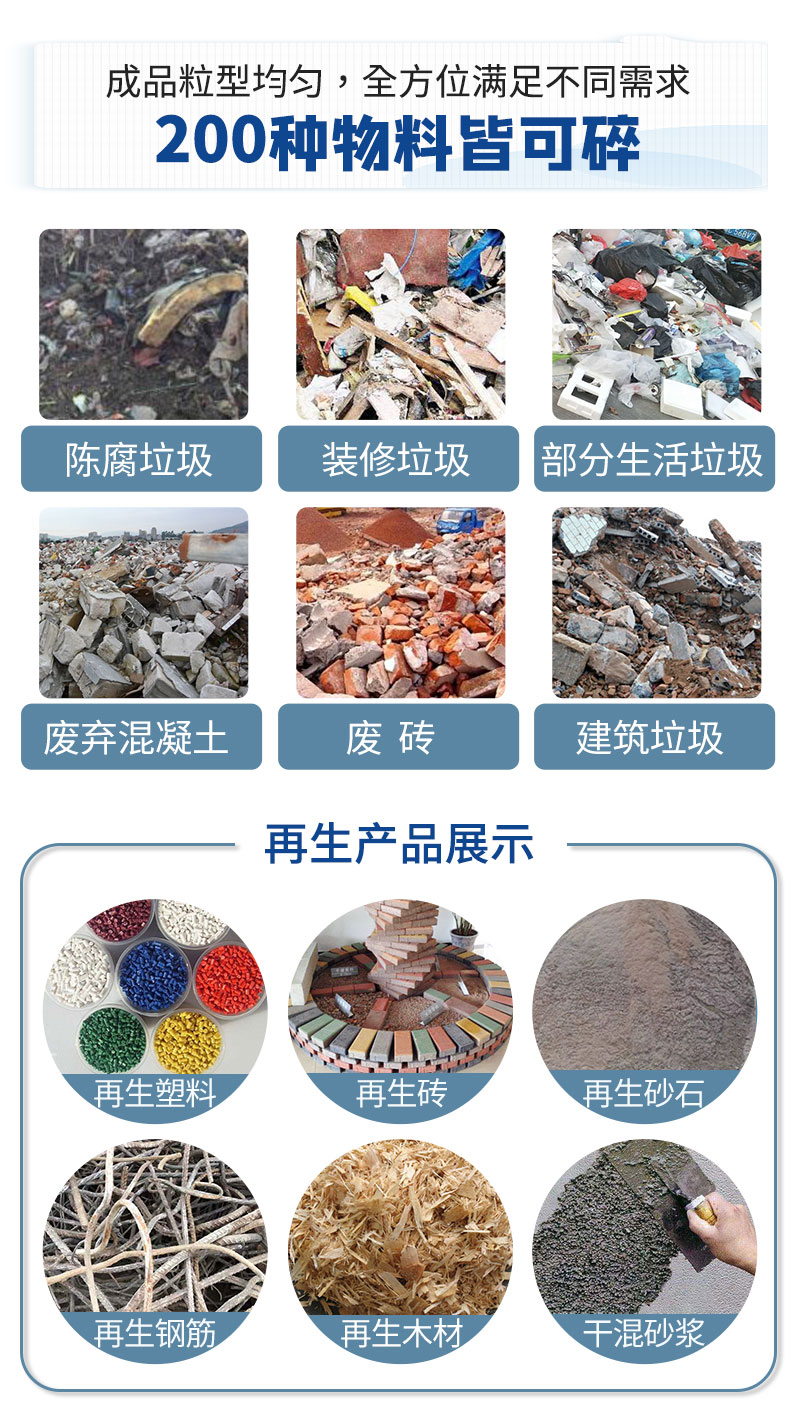 适合200多种物料破碎再利用